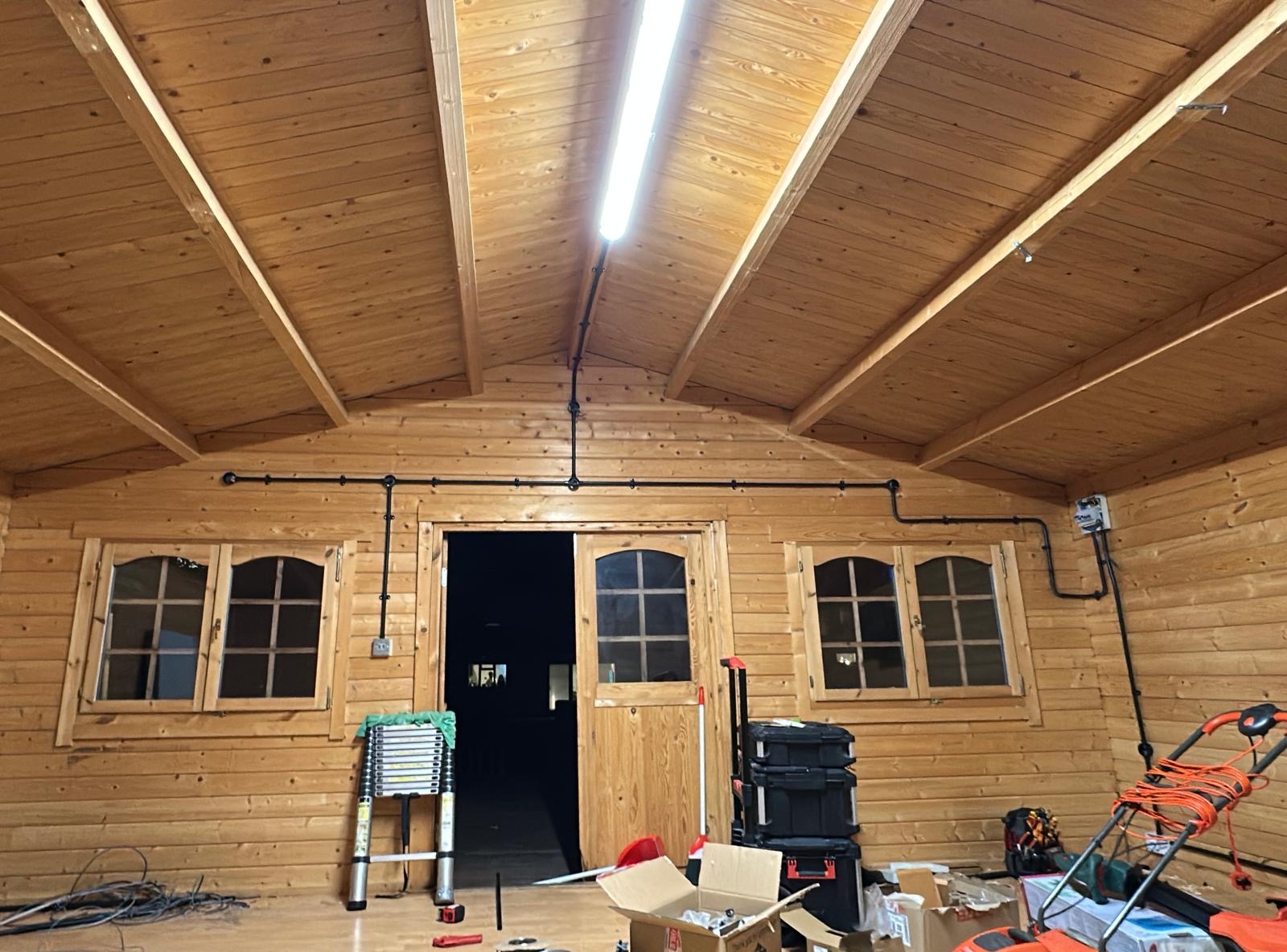 Garden cabin before: electrics installation