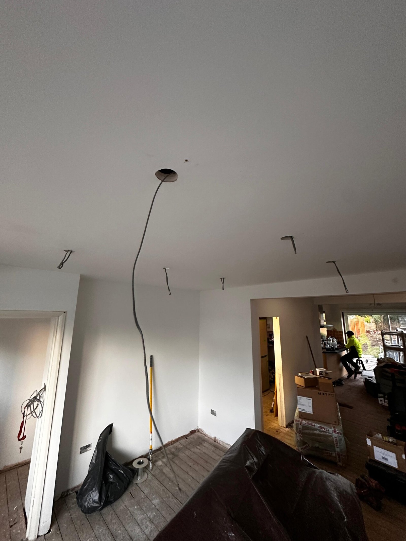 Ceiling cable runs during rewire, domestic electrical London